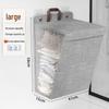 Foldable Cotton Linen Laundry Hamper: Wall-Mounted Multifunctional Organizer for Bathroom, Dorm, and Household Use.