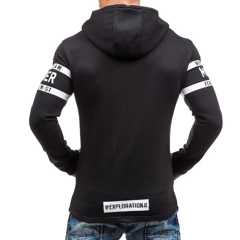 Premium Cotton Blend Men Slim Hoodie With Zipper Pocket And Classic Print Design