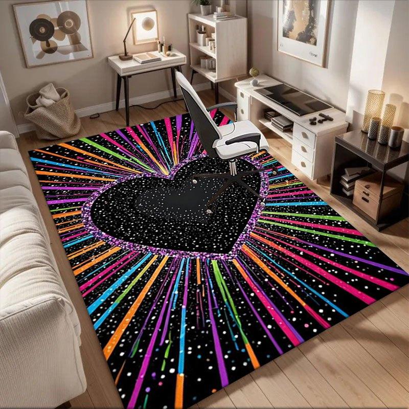 

Colorful Heart Glitter Phone Case Cover Office Mat Home Decor Office Desk Chair Rugs Chair Carpet for office Chair Mat Gift For Halloween & 60cm by 90cm