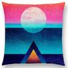 Neuer Sonnenaufgang Und Mond Verträumte Gipfel Farbenfrohe Berge Welt Abstraktes Geometrisches Muster Kissenbezug Auto Sofa Dekokissenbezug