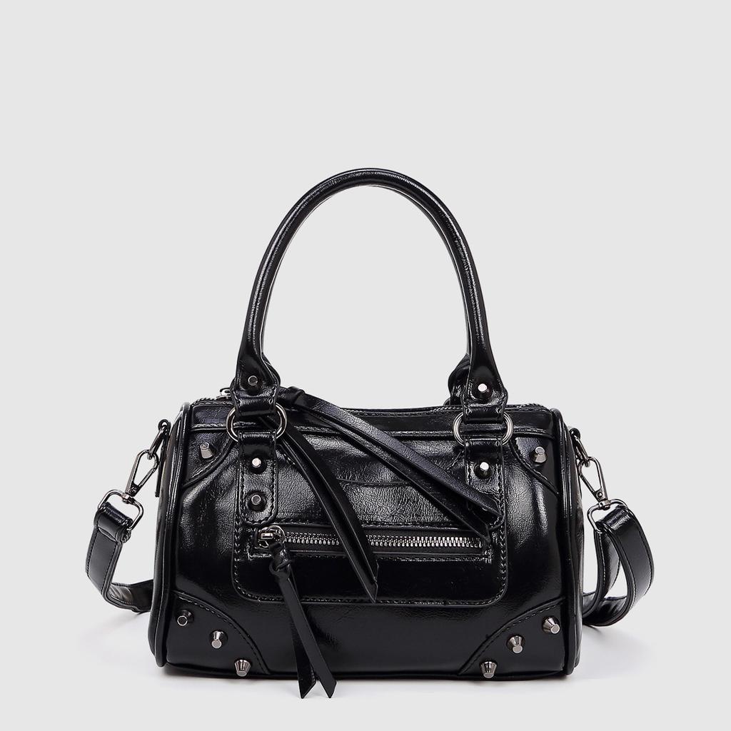 European and American Fashion Rivets Large Capacity Pillow Bag Bowling Motorcycle Handbag Single Shoulder Crossbody Women's Bag