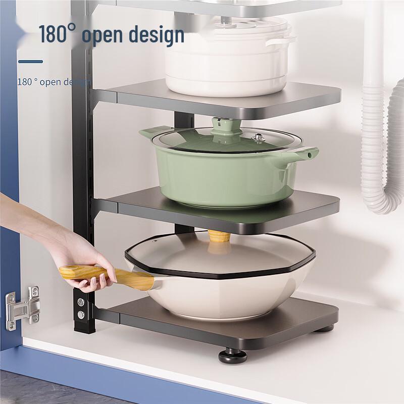 No-Drill Adjustable 4-Tier Kitchen Storage Shelf