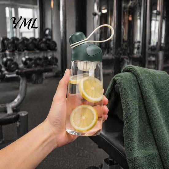 Leak Proof Gym Water Bottle Tritan Plastic Bottle, with Lid, 600ml Capacity, Fast Travel Drinking Spout Sports for Fitness Running And Daily Hydration