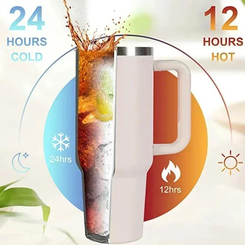 Car Cup Large Capacity Water Cup with Handle and Straw Double-walled Insulated Travel Mug Holiday Gifts 40oz