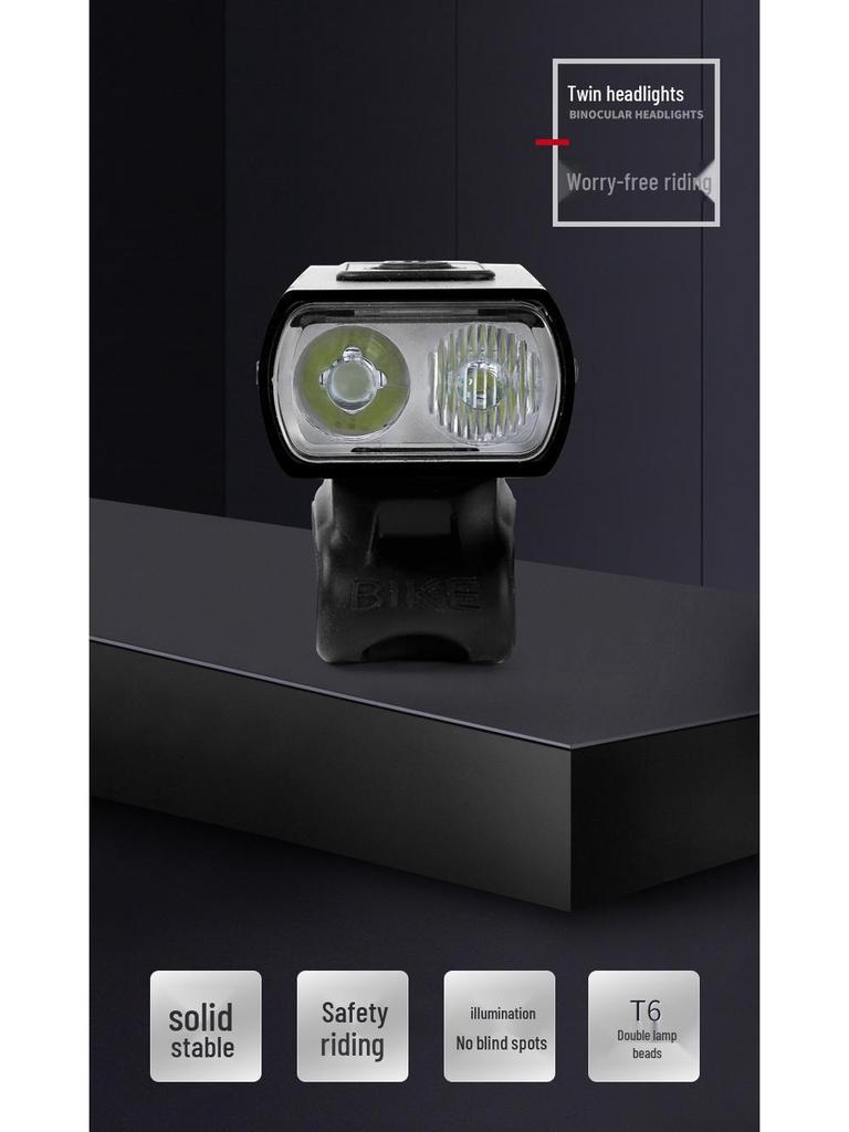 Aluminum Alloy Bike Headlight & Taillight Set: High-Brightness with Power Display for Night Riding
