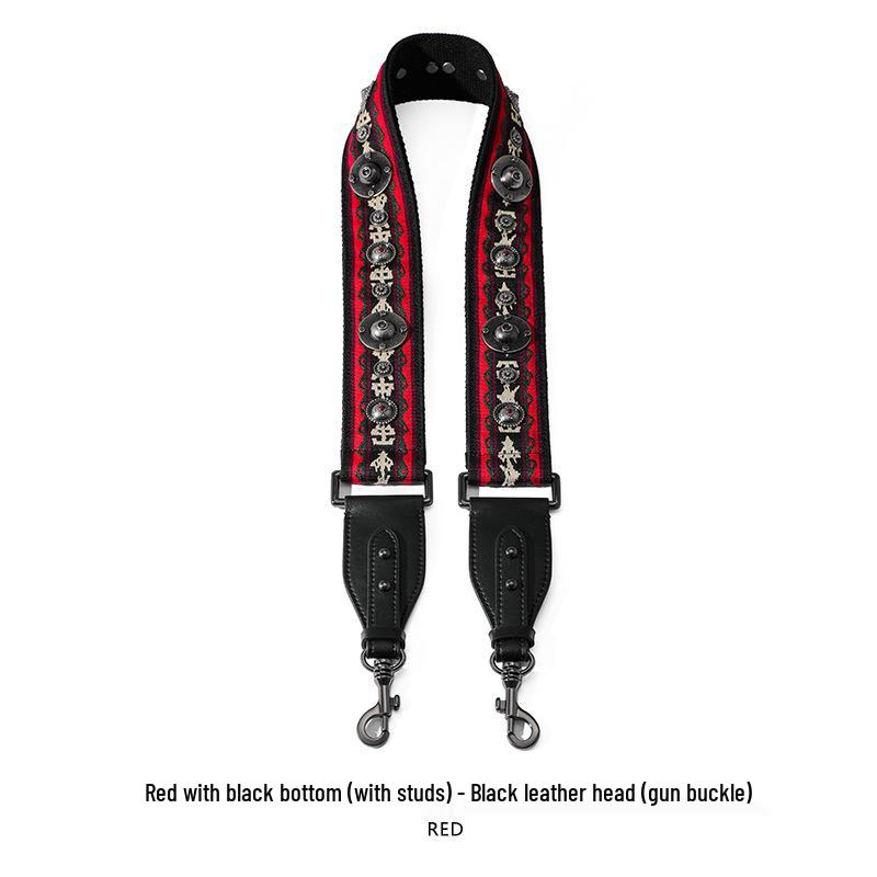 Ma Huang Shi Women's Genuine Leather Vintage Saddle Bag Strap with Rivets