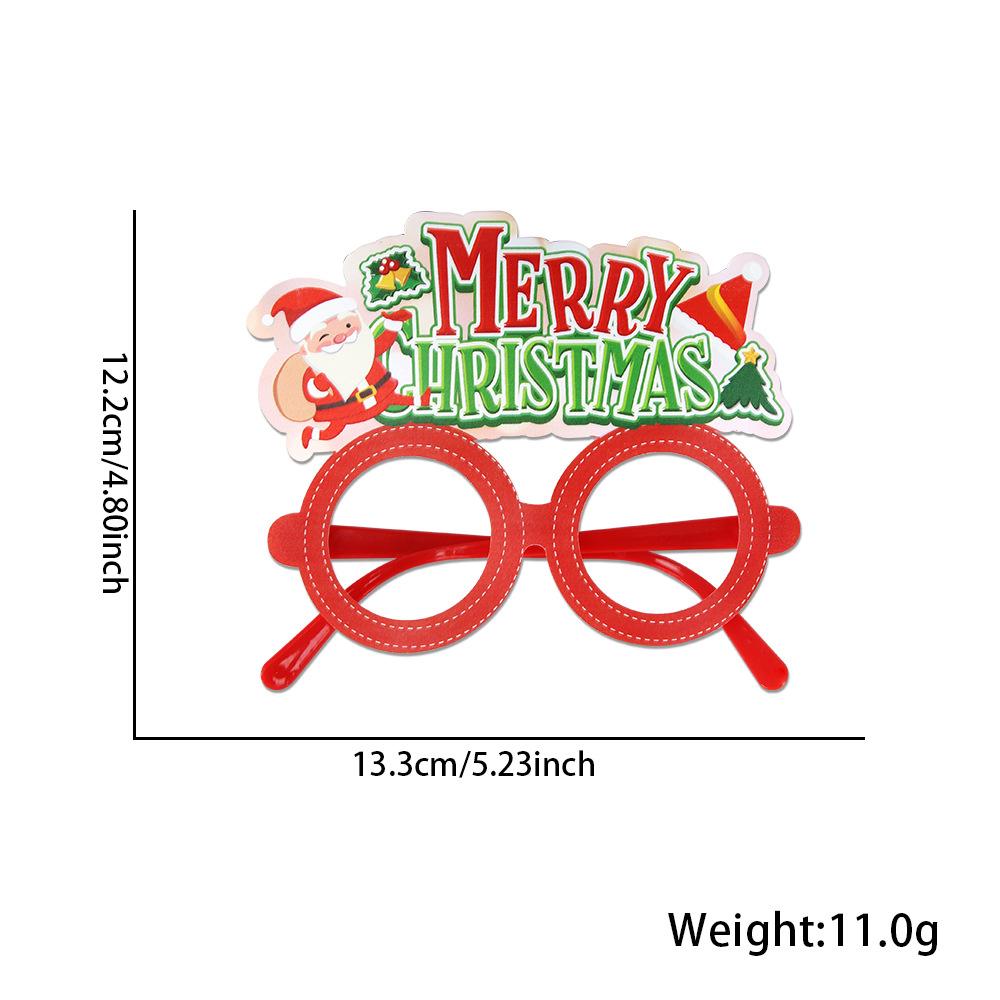 Christmas Decorations Party Glasses, Cartoon Elk Santa Snowflake Frame, Christmas Party Photo Booth Props