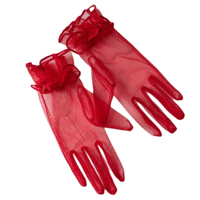 

Stylish Short Gloves Full Finger Gloves Wrist Length Short Gloves Tulle Gloves Party Gloves for Prom Party Tea Parties