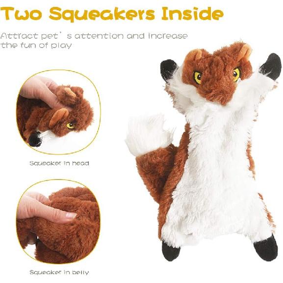Dog Squeak Toys, No Stuffing Plush Dogs Chew Toy Bundle for Small Medium Large Breed Chewer Tough Durable Squeaky Pet Fetch Puppy Teething Chewing