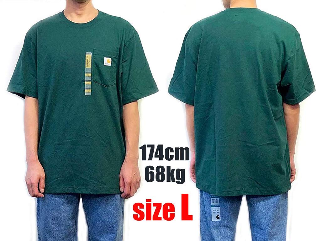 Carhartt Short Sleeve Pocket Pocket T Big Silhouette Big WORKER POCKET Hunter Green Size S T-shirt T-shirt S/S T-SHIRTS(K87)