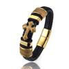 MingAo 2025 Fashion Vacuum Plating Gold Single Layer Cross Leather Bracelet  Charm Bracelet Men's Hand Jewelry for Women