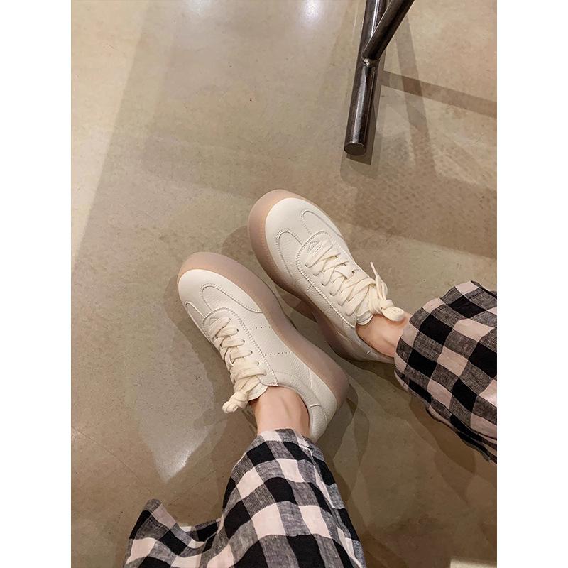 Classic round head lace-up platform women's new fashionable versatile comfortable lightweight casual board shoes