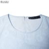 ZANZEA Women Casual Round Neck Short Sleeve Summer Subtle Patterned Dress