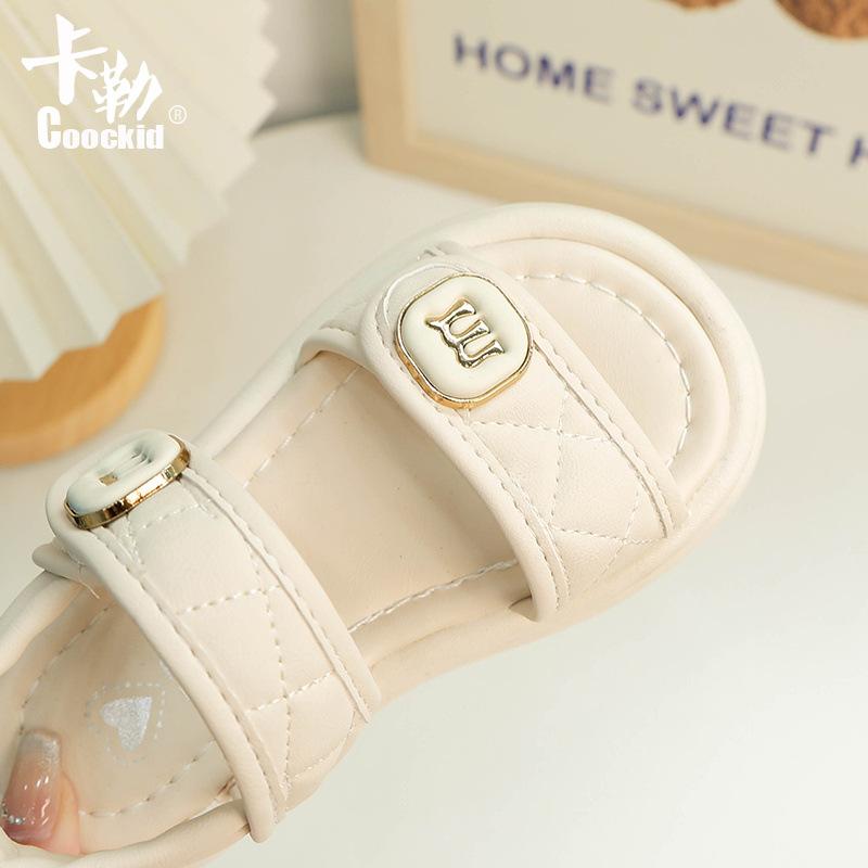 Baby girl fashion Velcro sandals summer new girls open-toed beach shoes non-slip soft sole medium and older children