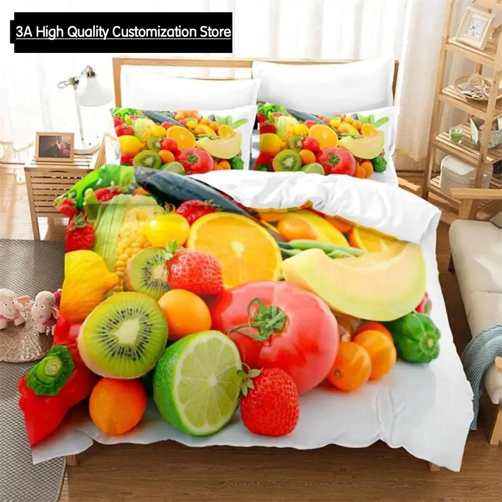 Thin Duvet Cover Set Double Bed Fruit Quilt Cover Queen Size 3D Single Bedding Set 2PCS 3PCS with Pillowcase Full Twin King Beds