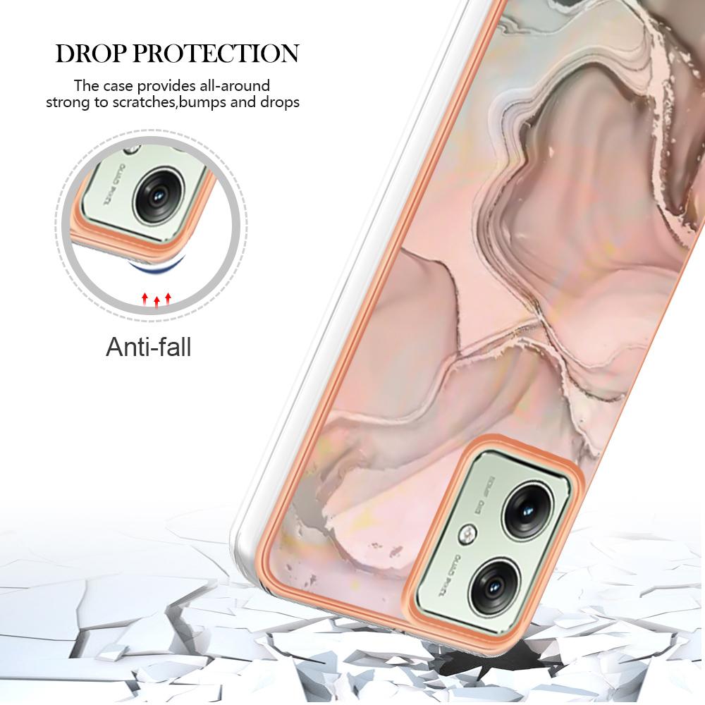 YB IMD Series-16 Style-E For Motorola Moto G54 5G Case Marble Electroplated Design 2.0mm TPU Cover