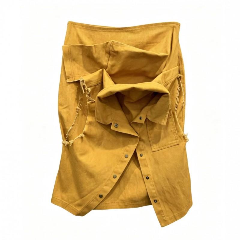 Asymmetrical High-Waisted Bodycon Skirt In Cotton Blend Streetwear Style Teen Girls Outfit