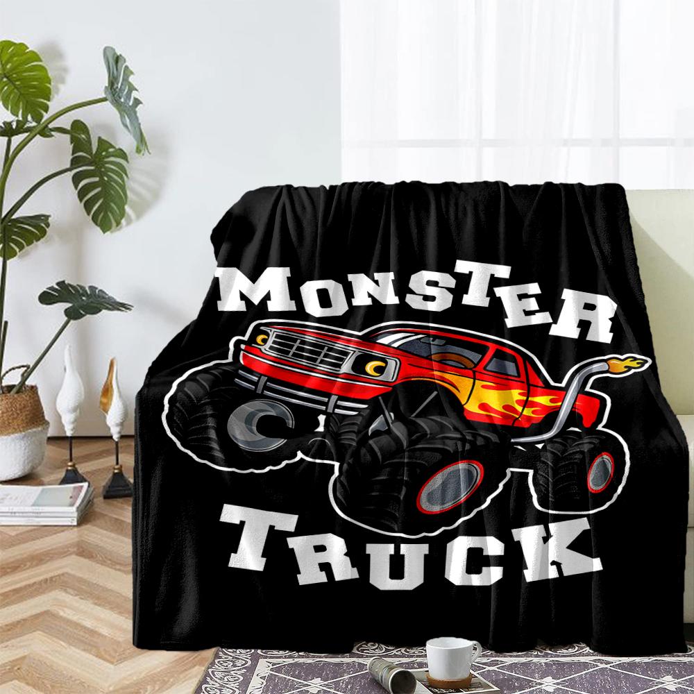 Truck Theme Printed Blanket - Perfect for Couch, Bed, Travel & Outdoor Use | Machine Washable, Cozy & Durable.