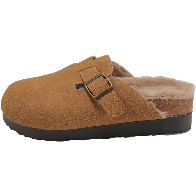 

Нишевые ретро тапочки на платформе женские новые осенне-зимние ленивые туфли бархатные повседневные туфли 40 коричневый