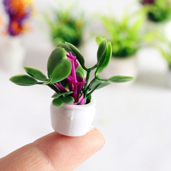 Mini Plant Model 1/12 Scale Doll Houses Plants Realistic Micro Plastic Pots for Doll Houses Garden Accessories Fairy Garden Patio Decor Miniature