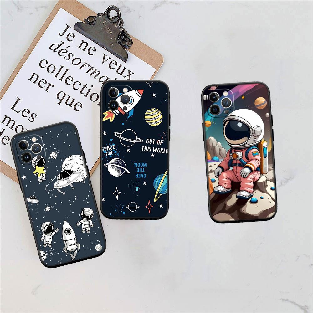CJ12 Astronaut Space Moon Case for Samsung Galaxy M06 M15 M16 M35 M55 M56 A36 A42 A50 A50S A51 A52 A32 A33 A05 A05S A06 A16 A20