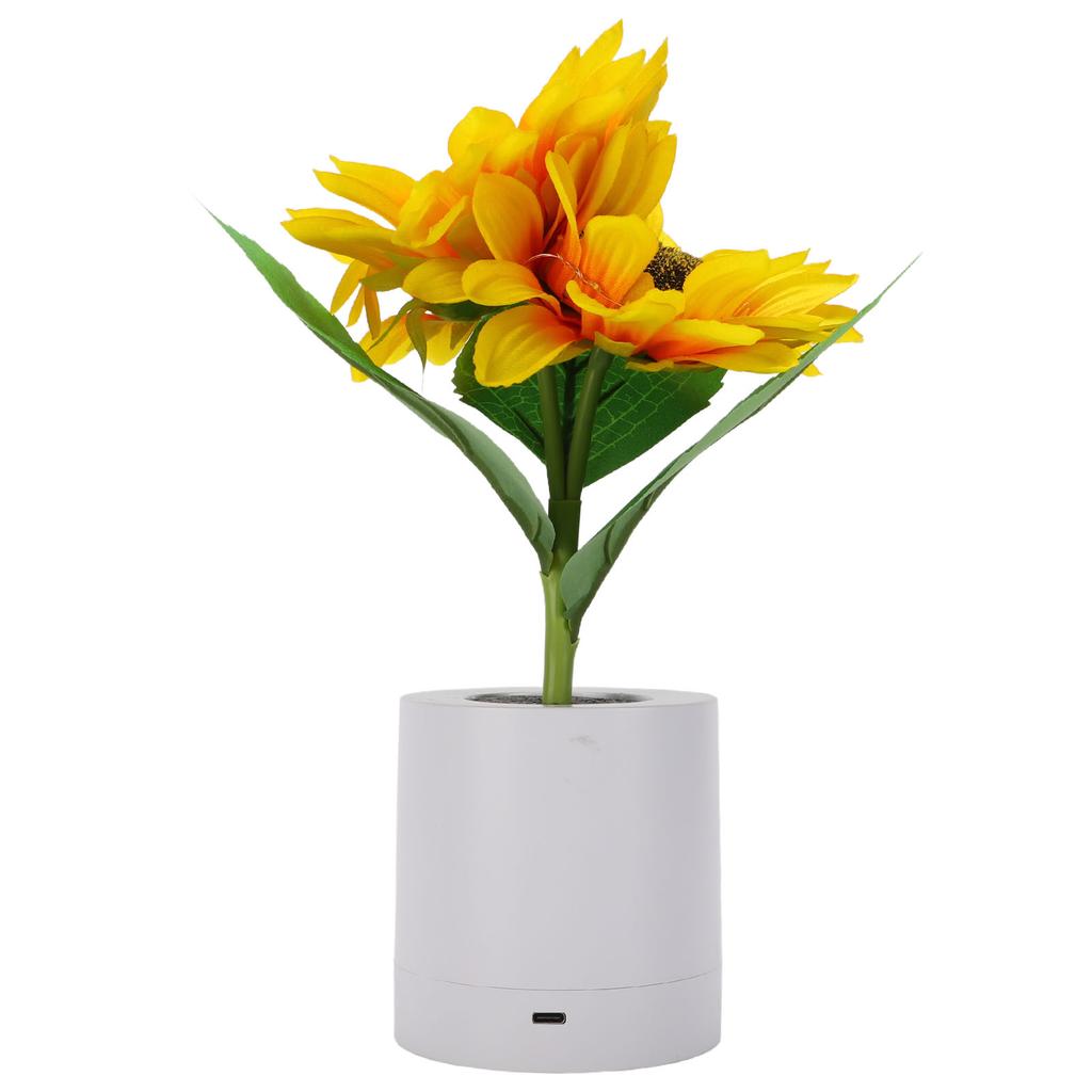 Artificial Flower Table Lamp Rechargeable LED Double Headed Sunflower Night Light for Bedroom Decoration