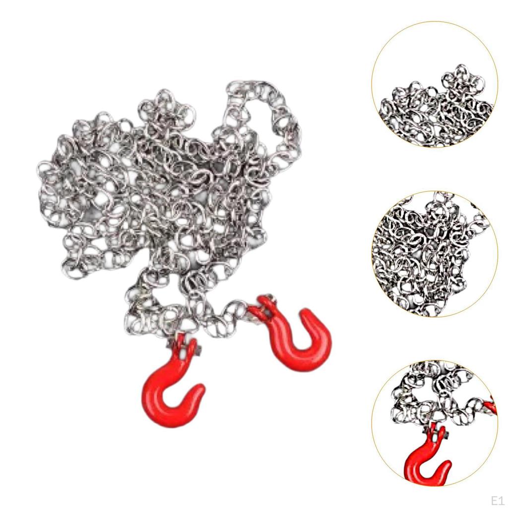 RC Car Tow Hook Chain with Trailer Easy Install Decoration Universal CNC Metal for 1/12 Truck