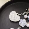 Elegant Pearl Heart Flower Keychain Pendant for Bags and Earphone Cases