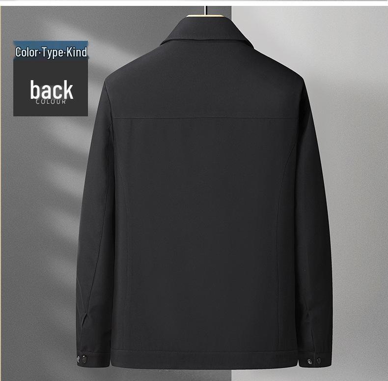 Men's Spring & Autumn Turn-Down Collar Jacket for Ages 40-80 - Stylish Business Suit for Mature Gentlemen