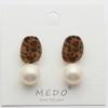 Retro Silver Needle Stud Earrings: Exaggerated Leopard Print with Pearl, European & American Hong Kong Style, Light Luxury Flocked Design