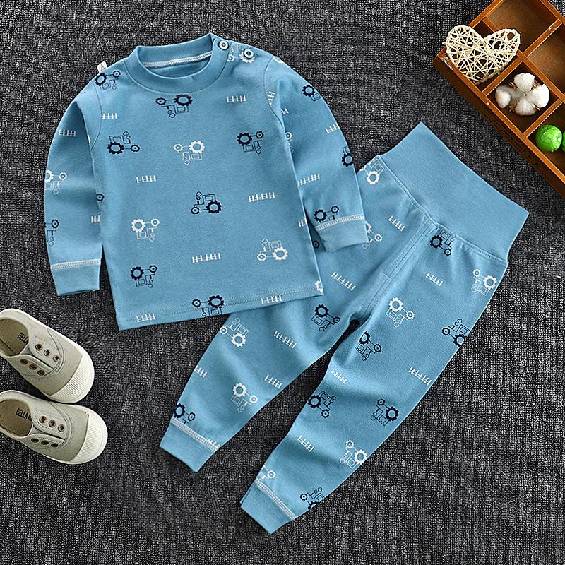 

[Baby Kids Autumn Thermal Underwear Set High Waist Belly Protection Cotton Pajamas for Boys Girls] 73CM