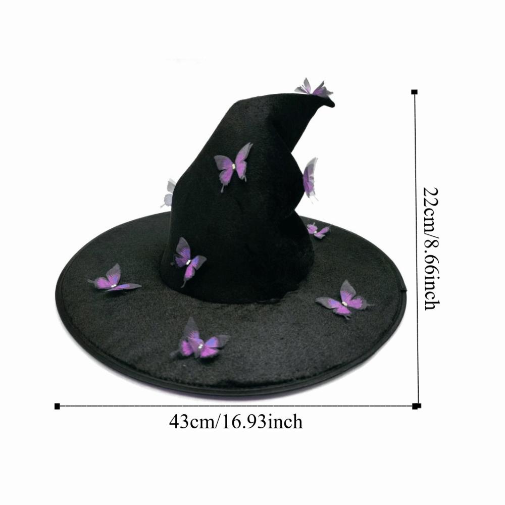 Colorful Butterfly Wizard Cap Velvet Halloween Black Cap Halloween Witch Hat Halloween Party