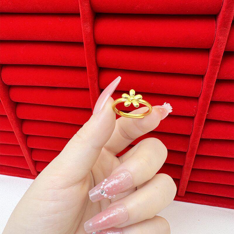 Exquisite Sand Gold Open Ring for Women: High-End Niche Design, Light Luxury Style, Long-Lasting Color, Imitation Gold.