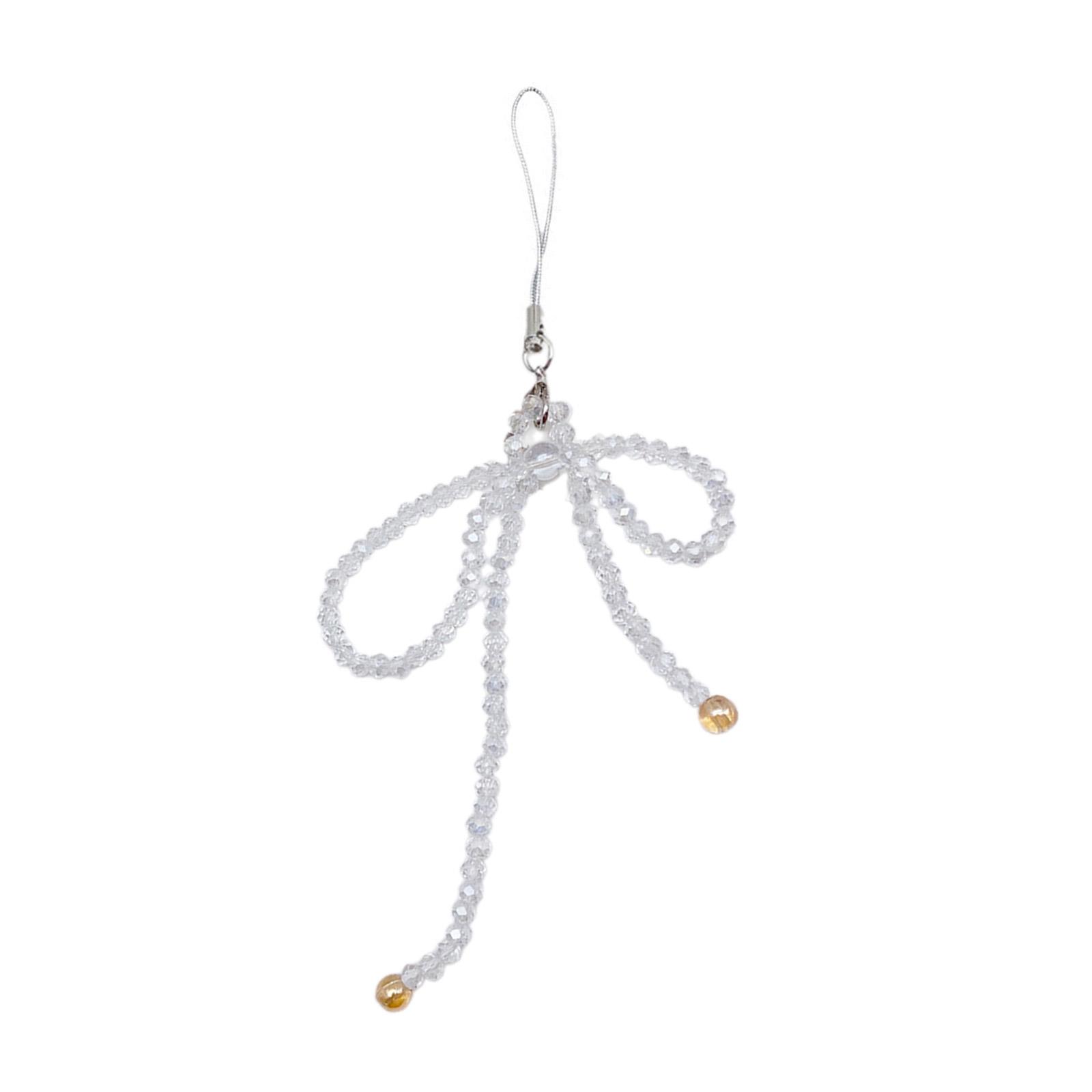 

Уникальные брелоки-подвески из бисера для телефона, изящный аксессуар для телефона, уникальный брелок-подвеска из бисера, изысканные брелоки с бантиком белый