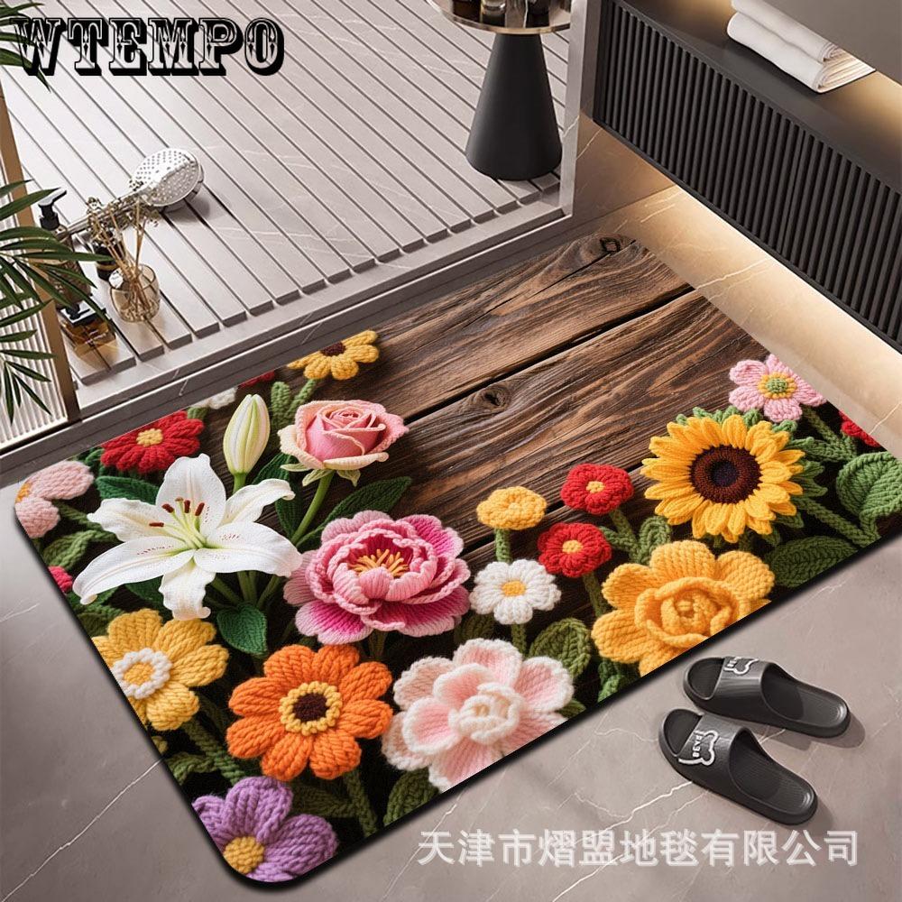 3D Flower Carpet Irregular Flower Shaped Water Absorbing Quick Drying Floor Mat Dirt Resistant and Wear-resistant Foot Mat
