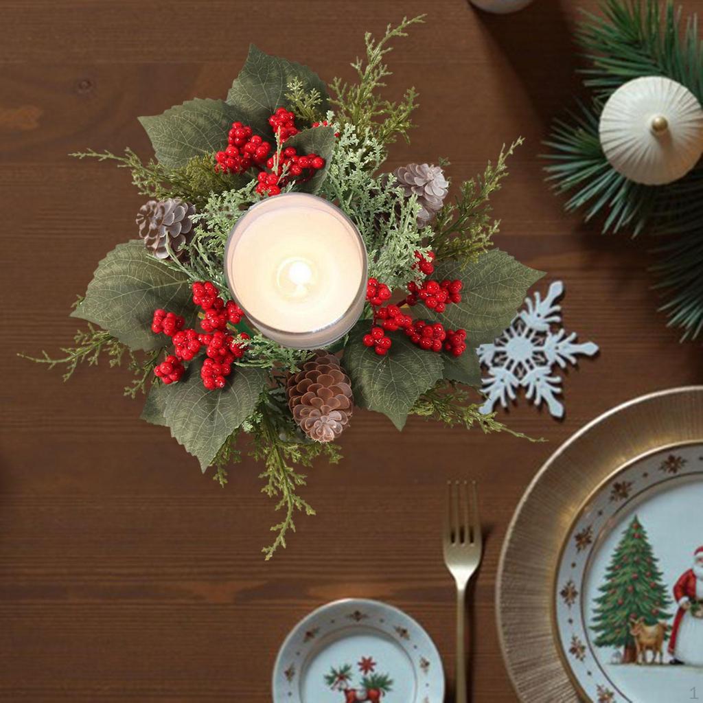 Christmas Candle Ring Decoration Holder for Celebration Kitchen Party Style A