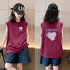 2026 Summer Collection: Stylish Pure Cotton Sleeveless Vest for Medium and Older Girls
