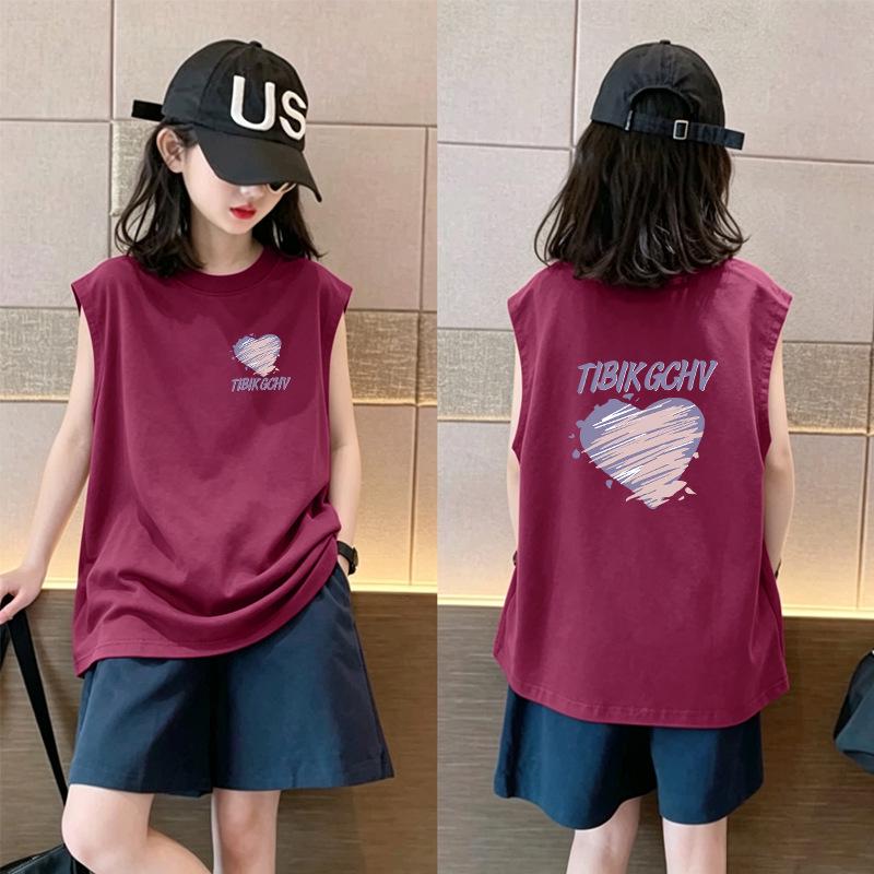 2026 Summer Collection: Stylish Pure Cotton Sleeveless Vest for Medium and Older Girls
