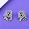 Ghost Inlaid Zircon Crystal Stud Earrings Shiny Women Tassel Dangle Halloween Jewelry Gifts for Her