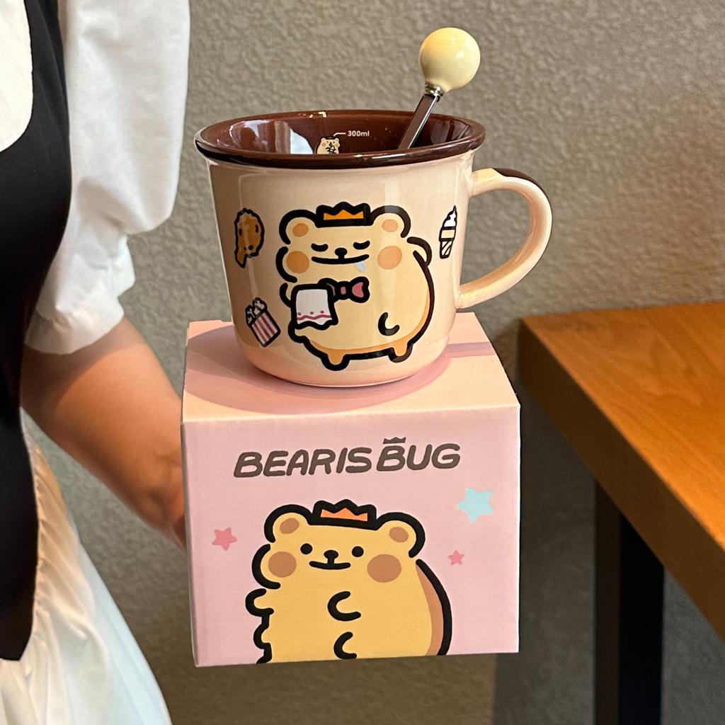 High-value cute bear bug cup girl birthday gift children's breakfast coffee cup girlfriend souvenir gift box