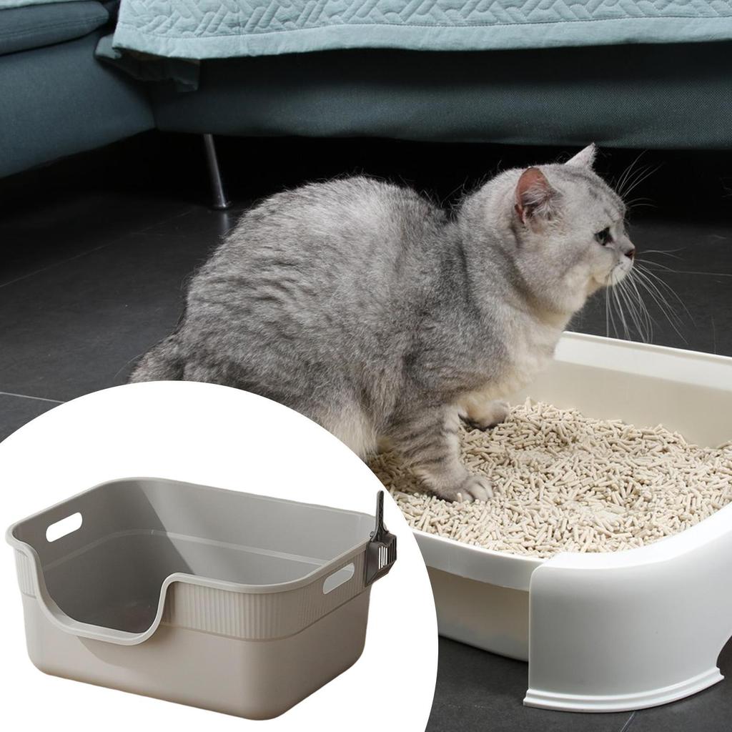 Plastic Cat Litter Tray High Wall Easy Clean Open Top Cat Toilet Bedpan for Indoor Cats Furniture