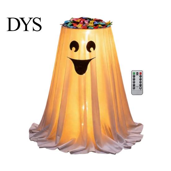 Scary Ghost Figurine for Party Halloween Candy Bowl Stand with Remote Control, Large LED Lighted Cute Holder Front Door Porch Outdoor Indoor