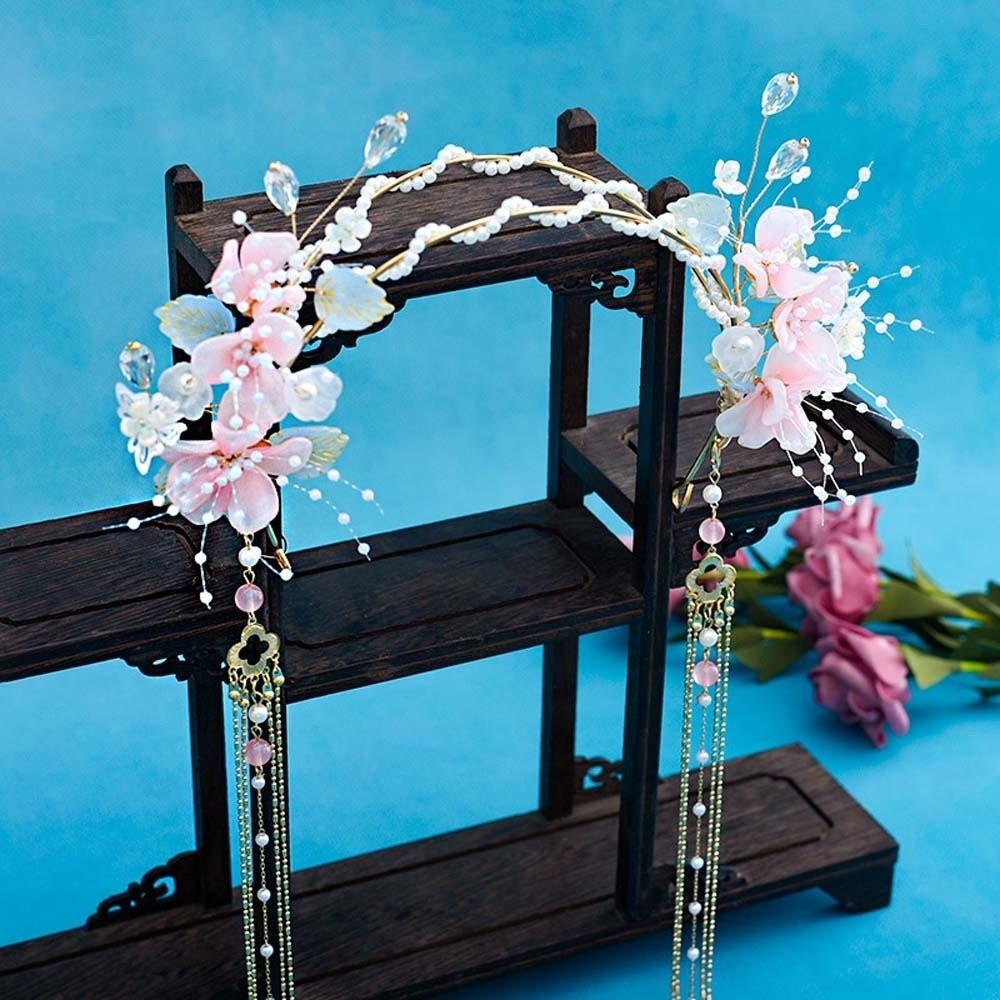 Crystal Hanfu Tassel Hair Hoop Beads Swaying Fairy Headwear Chinese Ancient Hairband Betrothal