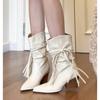 Fashion New Style Vintage Women's Spring and Autumn Retro Fashion Boots Thick Heel Long Tube Slim Stacked Middle Tube Boot Zapatos Mujer
