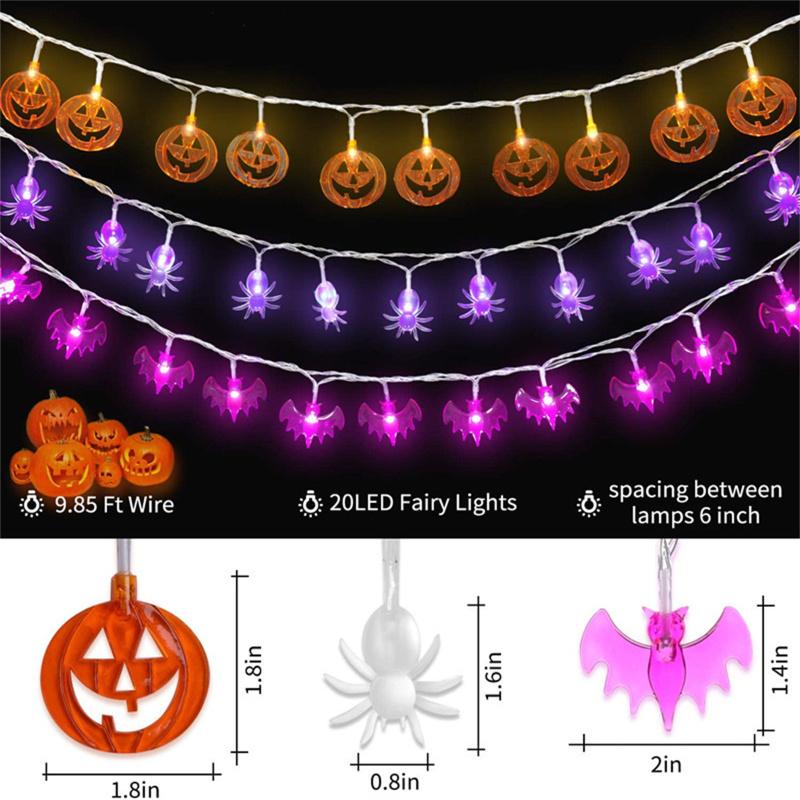 

Halloween Led String Lights 8 Modes 3d Pumpkin Bat Spider Lamp Set With Timer For Indoor Outdoor