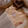 S925 sterling silver heart-shaped amethyst bow ring adjustable light luxury niche girl style natural stone index finger ring