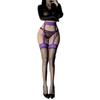 Aurora Purple Lace Long Stockings Sexy Glossy Pure Desire Lace Garter Stockings Two-Tone Splicing