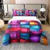 Color geometric duvet set high definition printing bedding suitable for family dormitory decoration