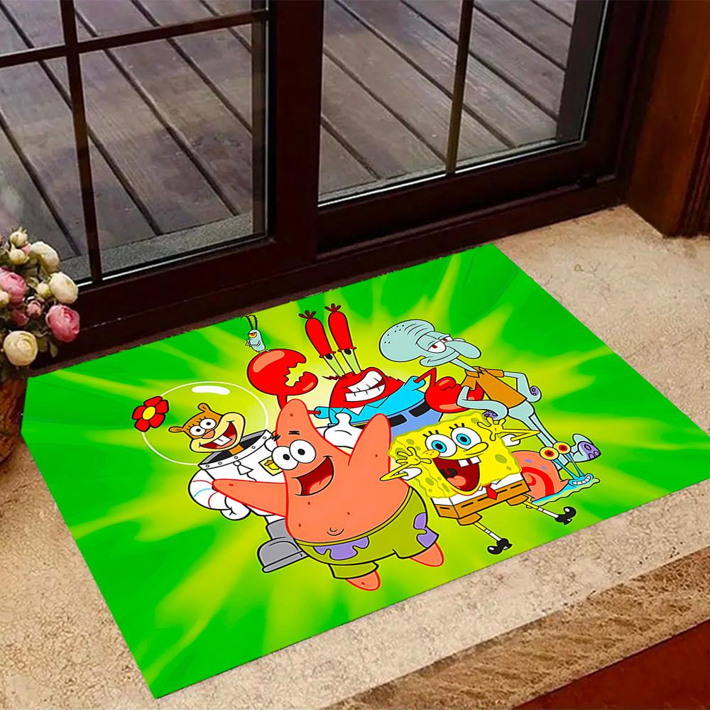 Spongebob Squarepants Adventure Themed Anti-Slip Rugs - Polyester Home Decor, Suitable for Bedrooms, Living Rooms, Doorways, Studios, and Decorations