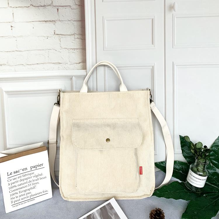 

Korean Student Corduroy Crossbody Bag - Large Capacity Canvas Tote